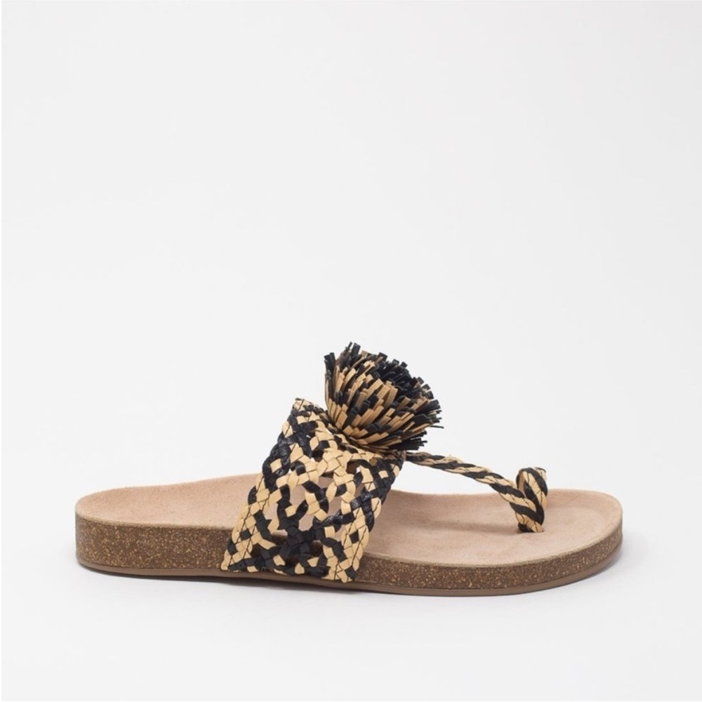 Ulla Johnson Netta Sandal‎ Melange Black and Cream Size 37 Size 7 US Toe Strap